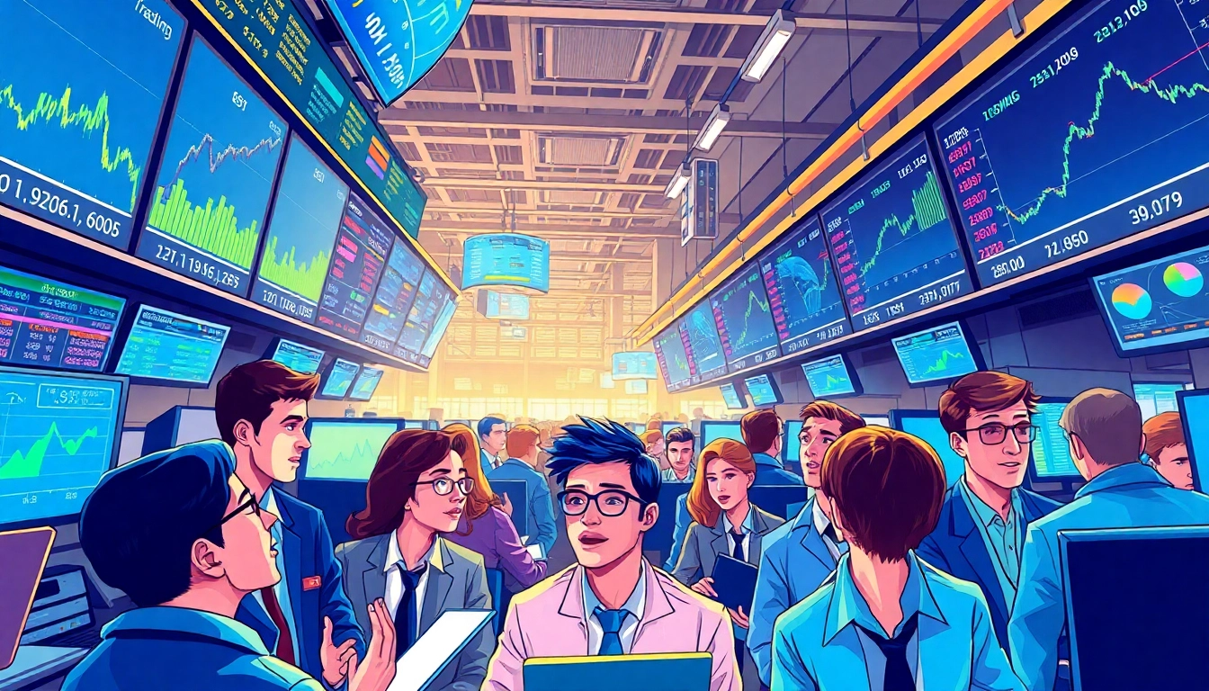 Engage in activations with diverse traders on a bustling trading floor focused on tradings in financial markets.