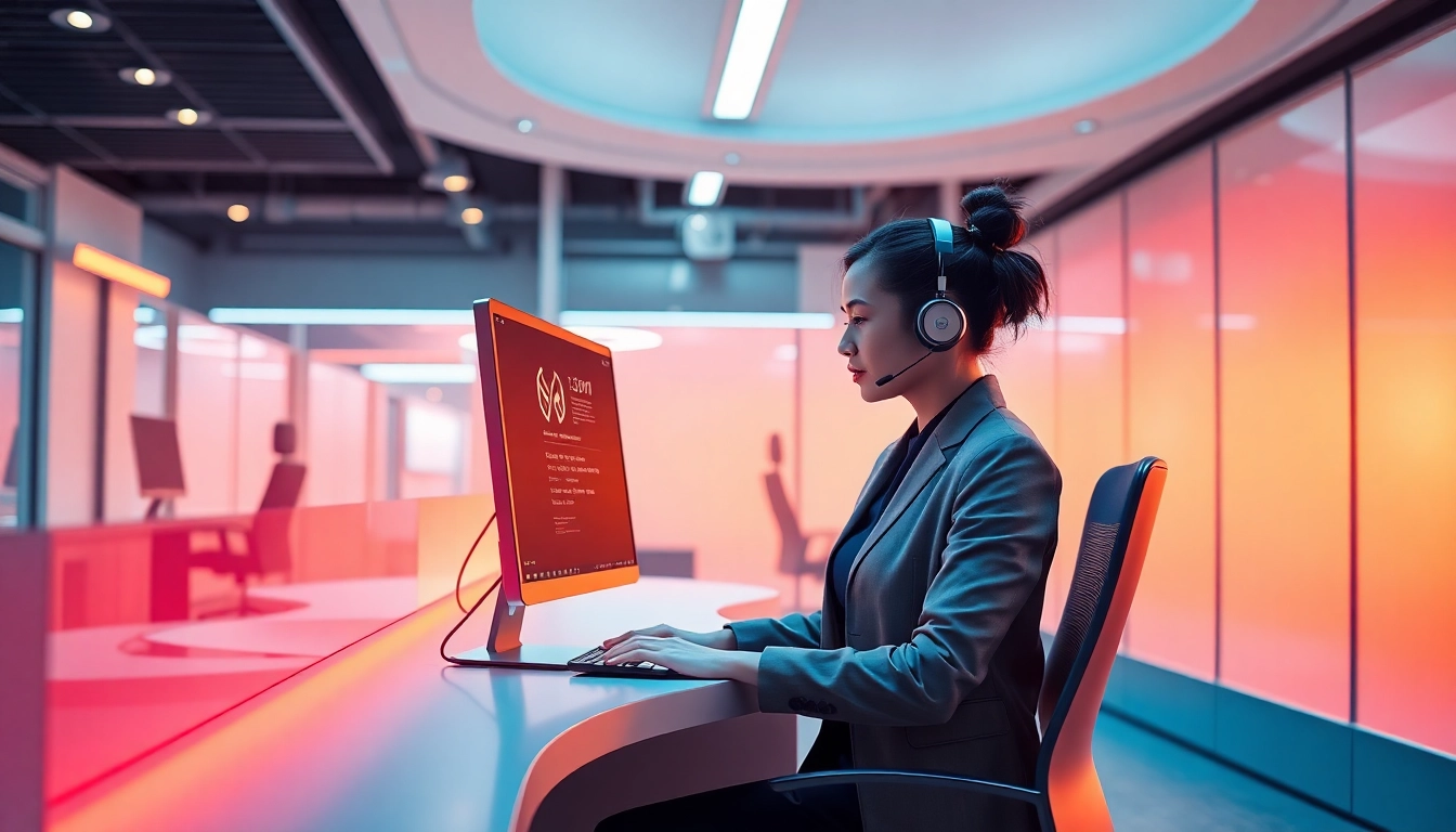 Utilizing the 美洽客服系统 for an efficient customer service experience in a modern office.