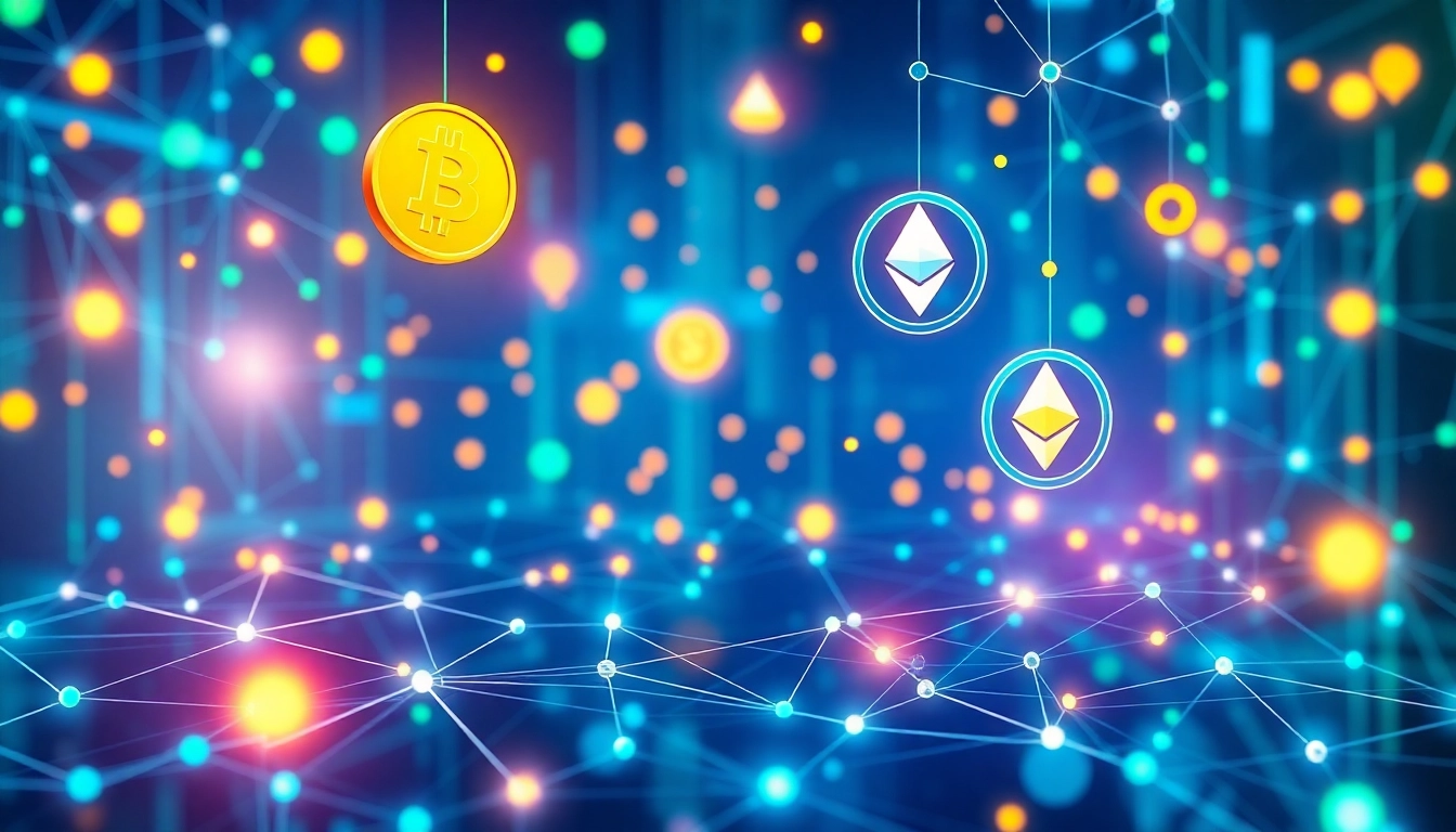 Explore compelling visualizations of Crypto networks, showcasing blockchain symbols and technology.