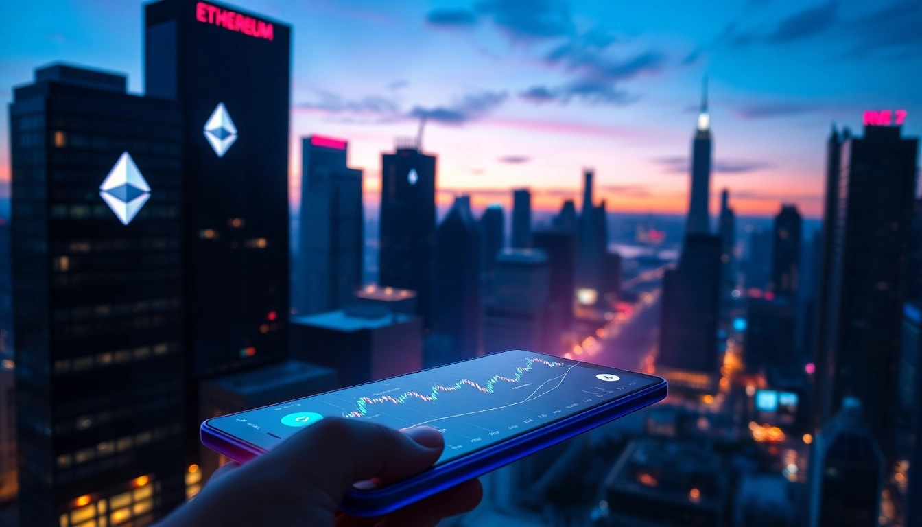 Visualize the live tracking of ethereum price usd amidst a futuristic trading environment.